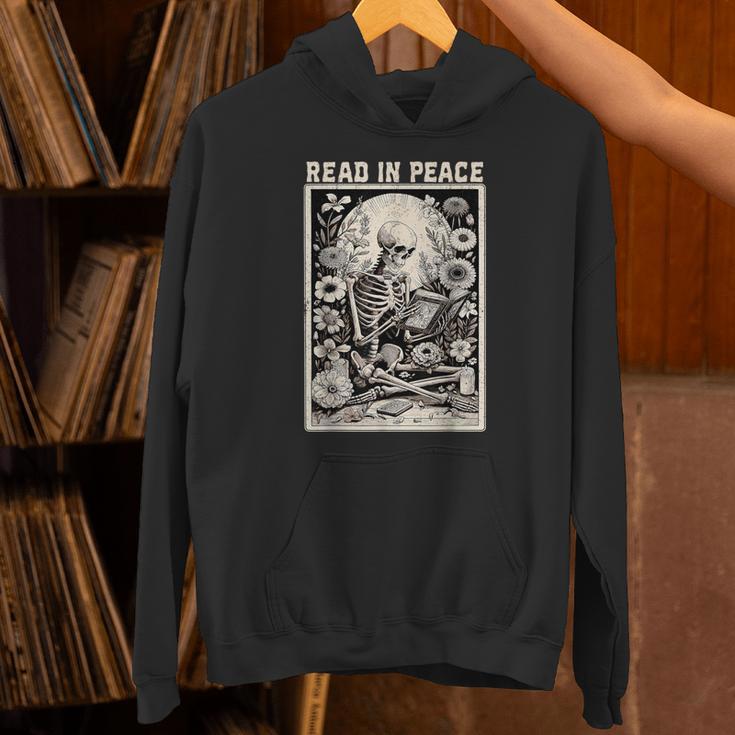 Read In Peace Skeleton Book Lover Bookworm Book Unisex Hoodie