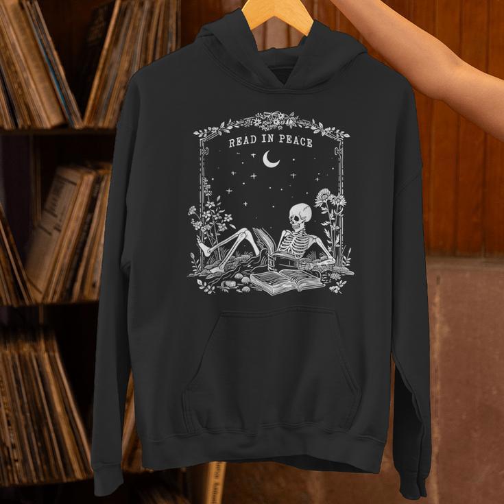 Read In Peace Skeleton Reading Book Halloween Bookish Unisex Hoodie Read In Peace Skeleton Reading Book Halloween Bookish Unisex Hoodie