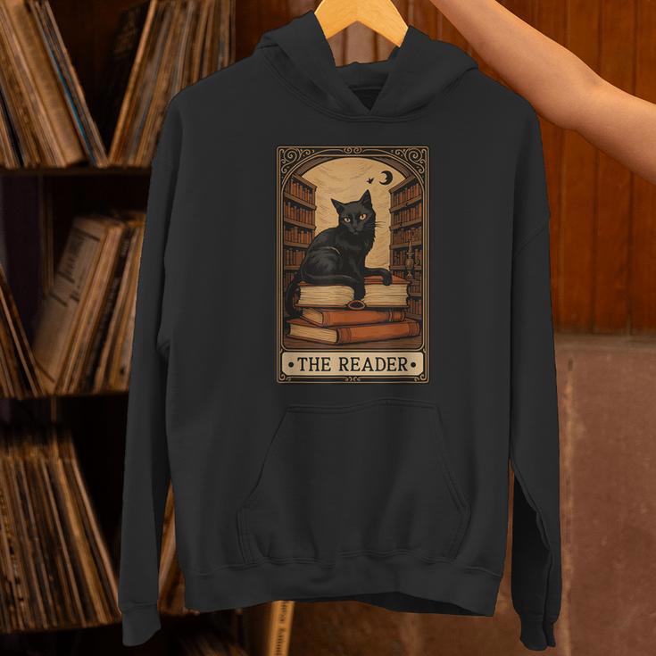 The Reader Cat Book Reading Halloween Tarot Card Unisex Hoodie