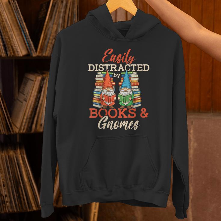 Reading Gnomes Cute Easily Distracted By Books And Gnomes Unisex Hoodie
