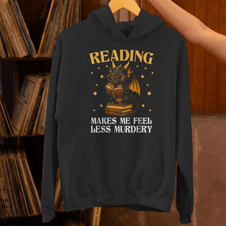 Reading Makes Me Feel Less Murdery Book Dragon Unisex Hoodie