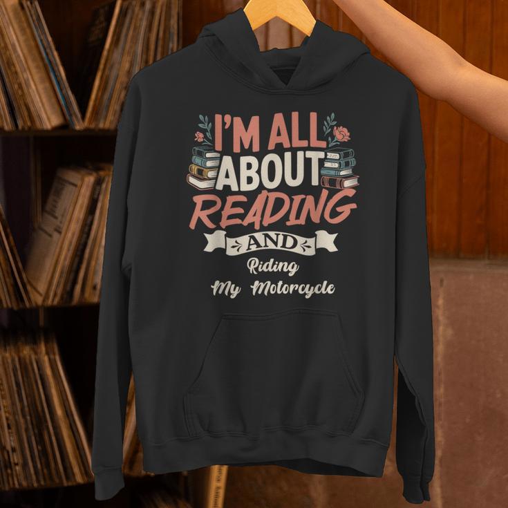 Reading And Motorcycle Life For Bikers Who Love Books Unisex Hoodie