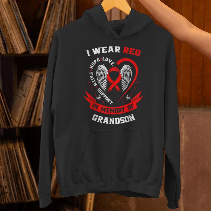 Red In Memory Of Grandson Heart Disease American Heart Month Unisex Hoodie Red In Memory Of Grandson Heart Disease American Heart Month Unisex Hoodie