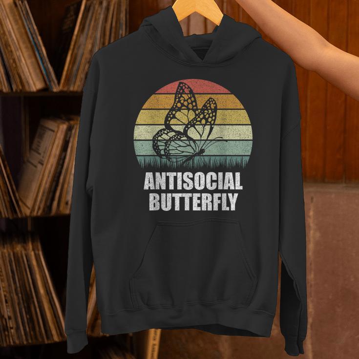 Retro Antisocial Butterfly Shirt For Introverts Unisex Hoodie