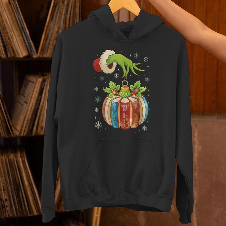 Retro Christmas Ornament Book Christmas Teacher Librarian Unisex Hoodie
