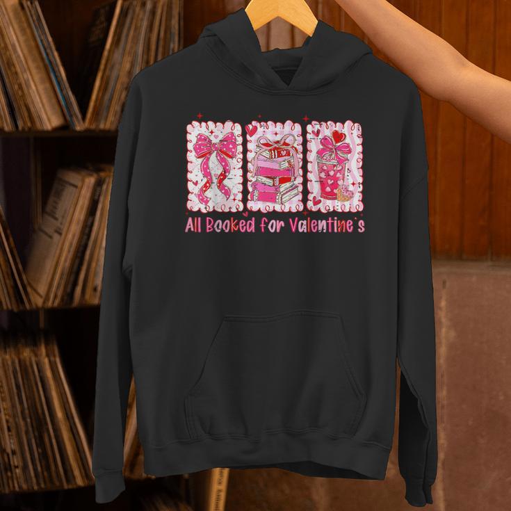 Retro Coquette Bow All Booked For Valentines Book Lover Cute Unisex Hoodie