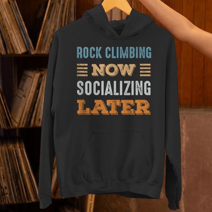 Rock Climbing Now Minimal Socializing Introvert Vintage Unisex Hoodie Rock Climbing Now Minimal Socializing Introvert Vintage Unisex Hoodie