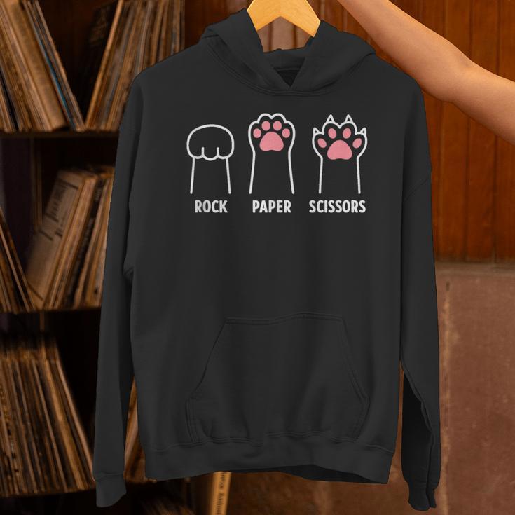 Rock Paper Scissors Hand Game Cute Paw Cat Introvert Unisex Hoodie