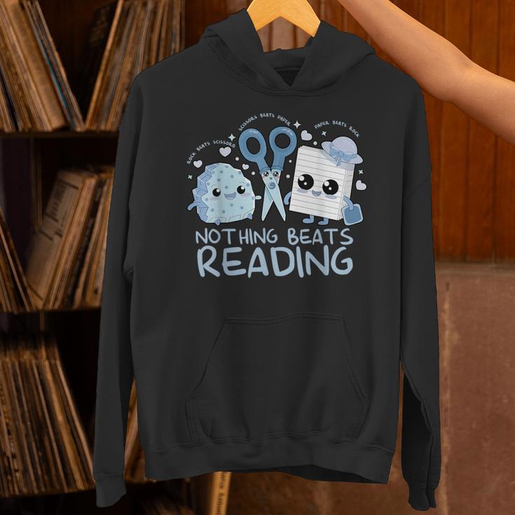 Rock Paper Scissors Nothing Beats Reading Book Lover Unisex Hoodie
