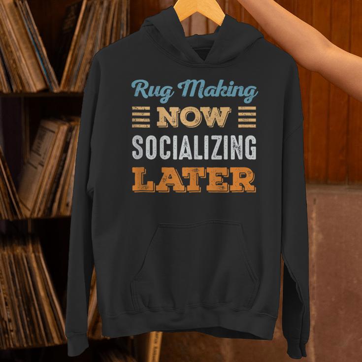 Rug Makin Now Minimal Socializing Introvert Vintage Unisex Hoodie