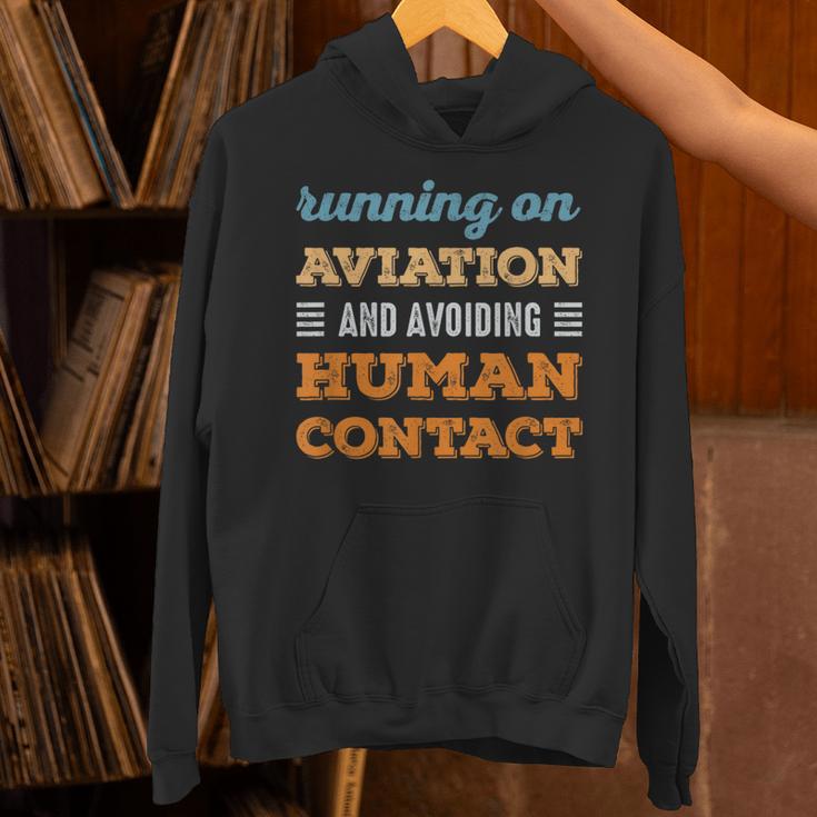 Running On Aviation Social Introvert Humor Vintage Unisex Hoodie