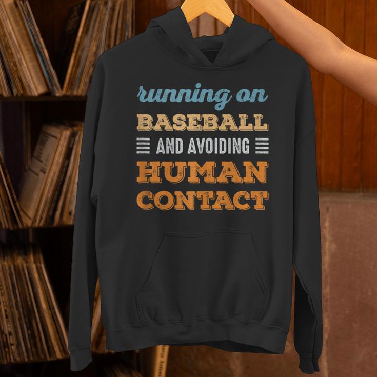 Running On Baseball Social Introvert Humor Vintage Unisex Hoodie Running On Baseball Social Introvert Humor Vintage Unisex Hoodie