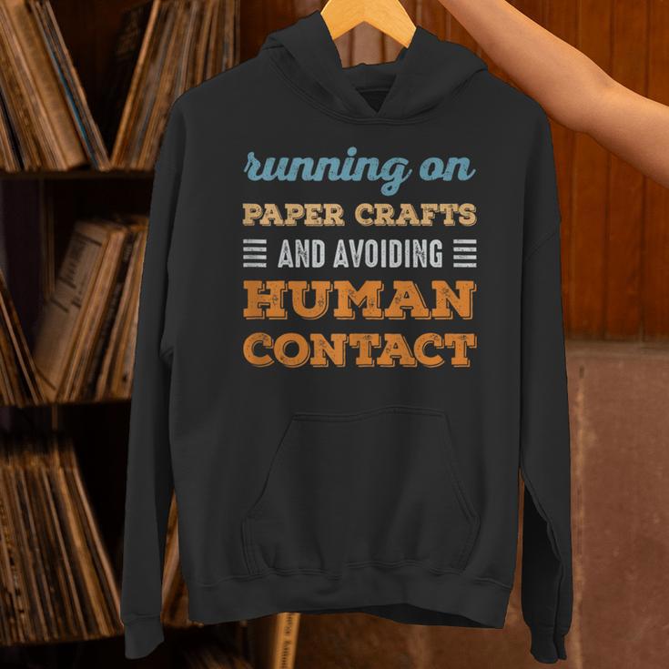 Running On Paper Crafts Social Introvert Humor Vintage Unisex Hoodie Running On Paper Crafts Social Introvert Humor Vintage Unisex Hoodie