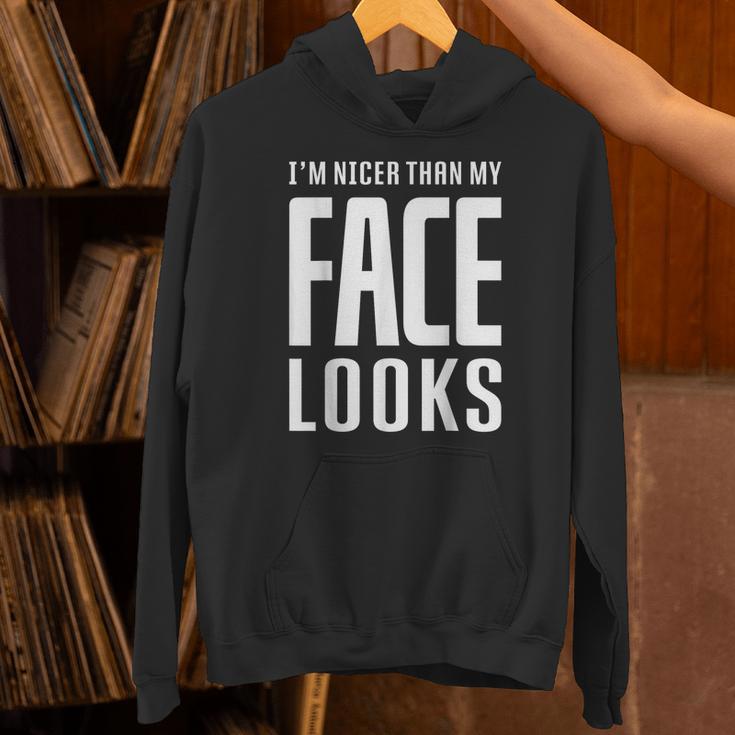 Sarcastic Shy People Introverts I'm Nicer Than My Face Looks Unisex Hoodie