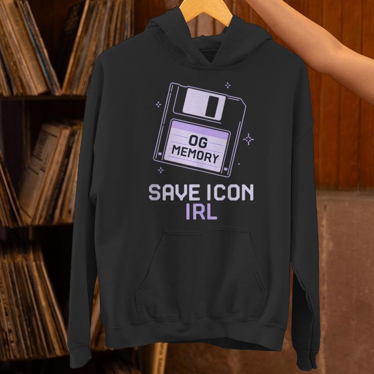 Save Icon IRL Retro Tech Humor Floppy Disk 90s Nostalgia Unisex Hoodie