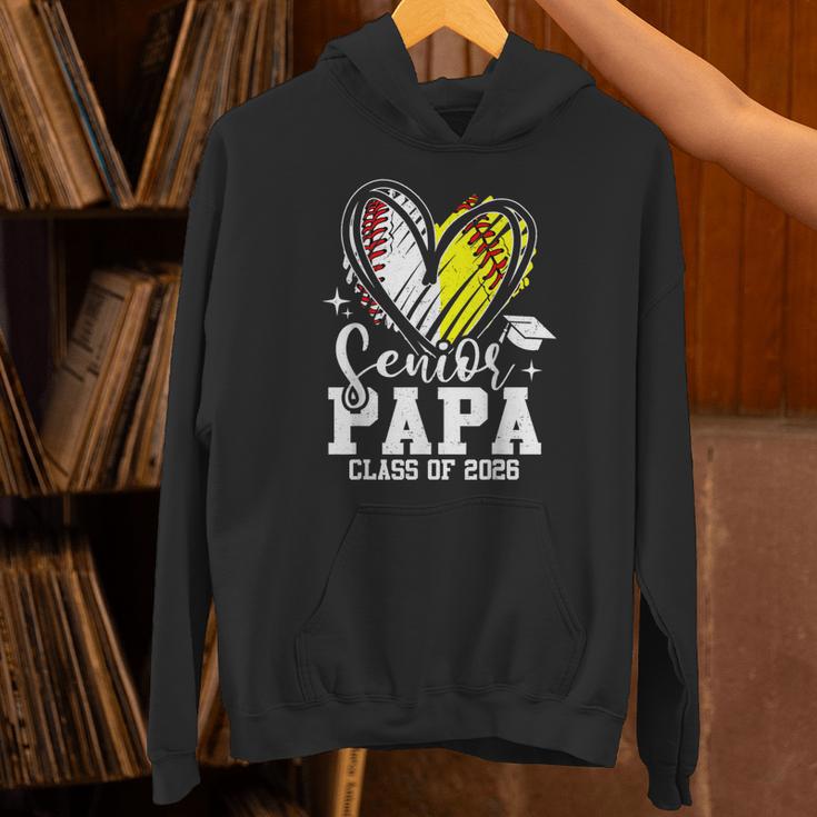 Senior Papa Class Of 2026 Baseball Softball Graduation Heart Unisex Hoodie