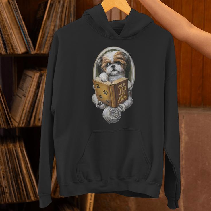 Shih Tzu Book How To Train Your Human Funny Dog Motif Unisex Hoodie Shih Tzu Book How To Train Your Human Funny Dog Motif Unisex Hoodie