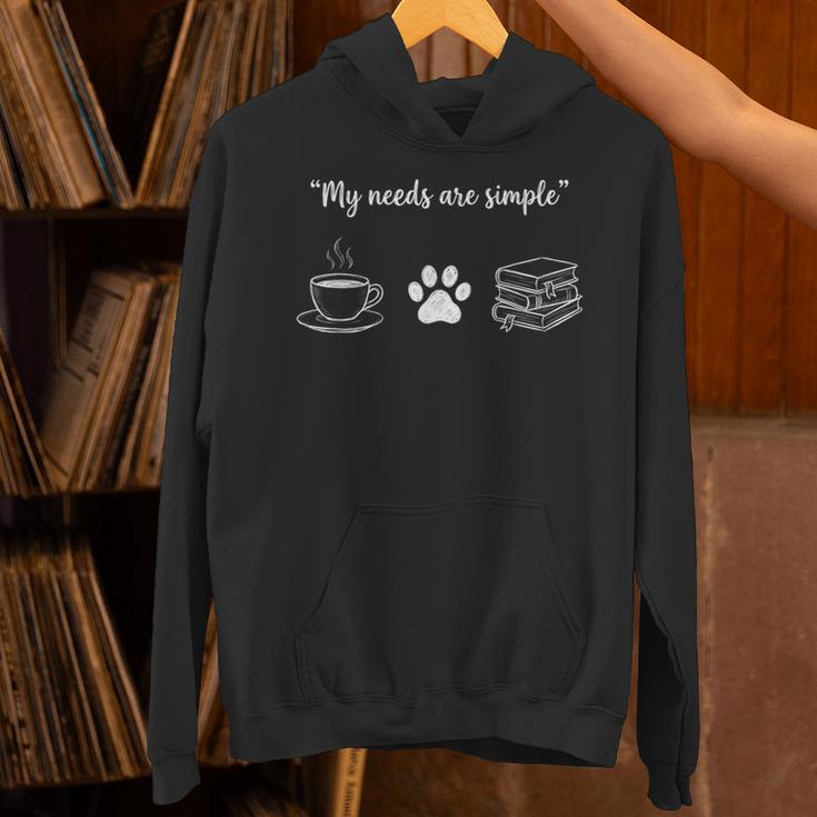 Simple Needs Coffee Paw & Books Reading Graphic Book Lovers Unisex Hoodie