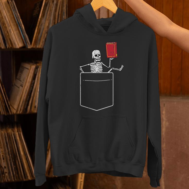Skeleton Books Read Book Reading Librarian Across America Unisex Hoodie