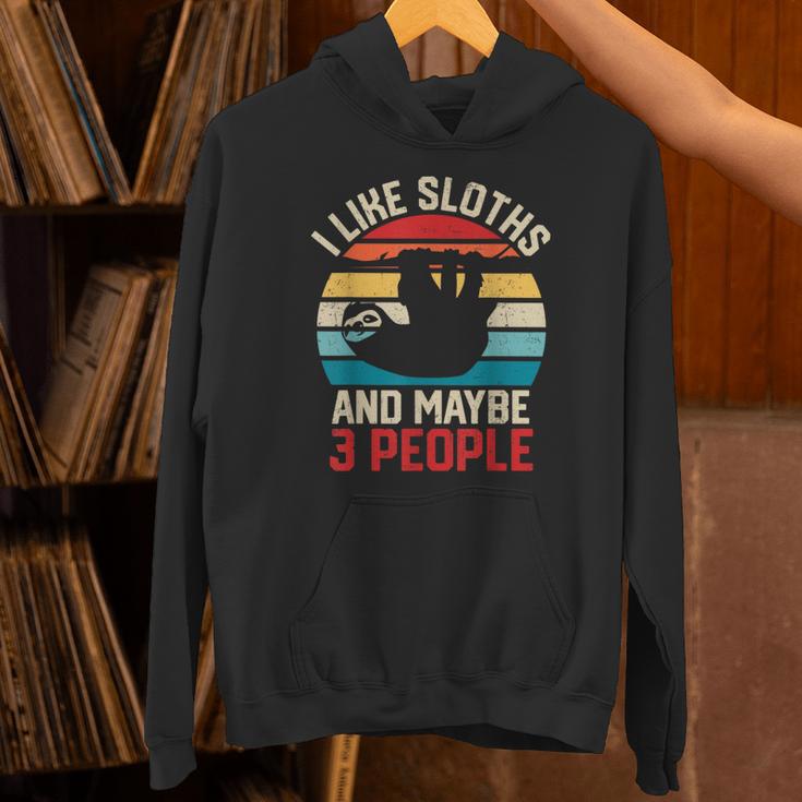 I Like Sloths And Maybe 3 People Sloth Introvert Vintage Unisex Hoodie I Like Sloths And Maybe 3 People Sloth Introvert Vintage Unisex Hoodie