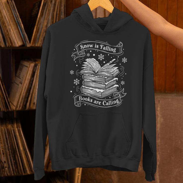 Snow Is Falling Books Are Calling Winter Reading Unisex Hoodie
