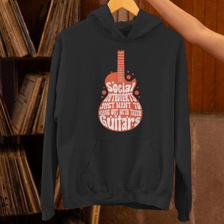 Social Introverts Hang Out With Guitars Musician Guitarist Unisex Hoodie