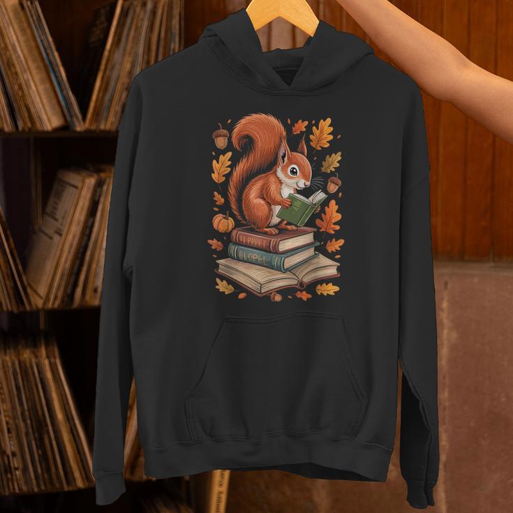 Squirrel Reading Book Lovers Fall Leaves Library Books Unisex Hoodie Squirrel Reading Book Lovers Fall Leaves Library Books Unisex Hoodie