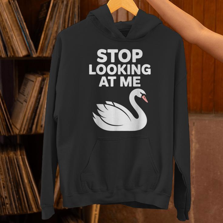 Stop Looking At Me Swan Introvert Humor Unisex Hoodie