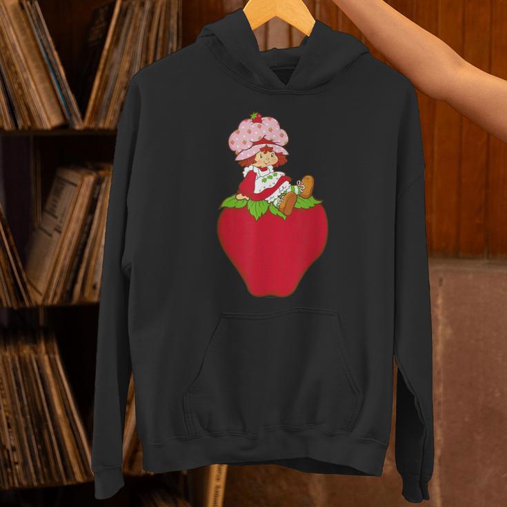 Strawberry Shortcake Sitting On Strawberry Retro Nostalgia Unisex Hoodie
