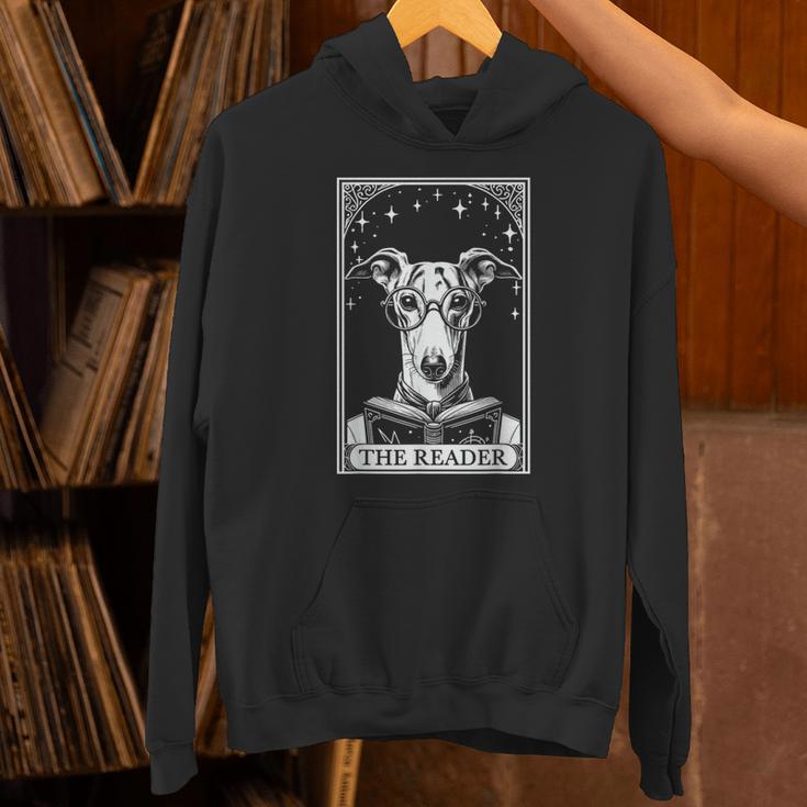 Tarot Card Vintage Whippet Dog Book Lover The Reader Unisex Hoodie