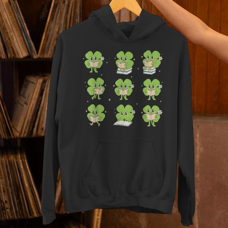 Teacher Reading Shamrock St Patrick’s Day Book Lover Kids Unisex Hoodie