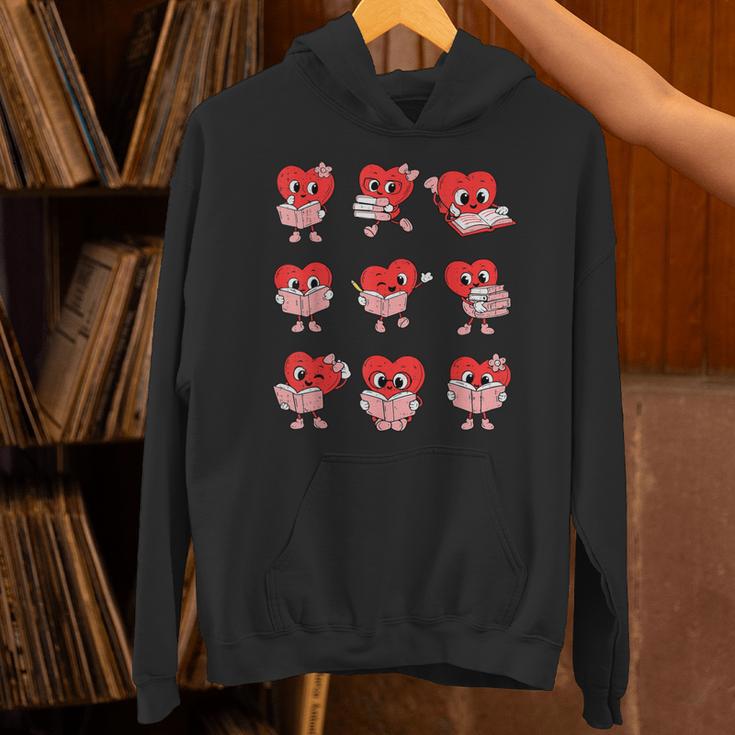 Teacher Valentines Day Reading Book Lover Bookworm Library Unisex Hoodie