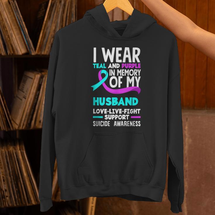 Teal & Purple In Memory Of My HusbandSuicide Prevention Unisex Hoodie Teal & Purple In Memory Of My HusbandSuicide Prevention Unisex Hoodie
