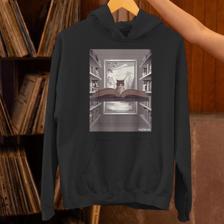 Totally Weird Tees Cat Library Book Reading Literary Unisex Hoodie Totally Weird Tees Cat Library Book Reading Literary Unisex Hoodie