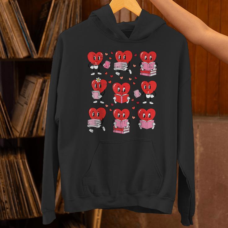 Valentines Day Librarian Heart Reading Book Women Men Kids Unisex Hoodie