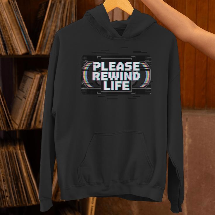 VHS Tape Rewind Glitch 90s Retro Nostalgia Please Rewind Unisex Hoodie