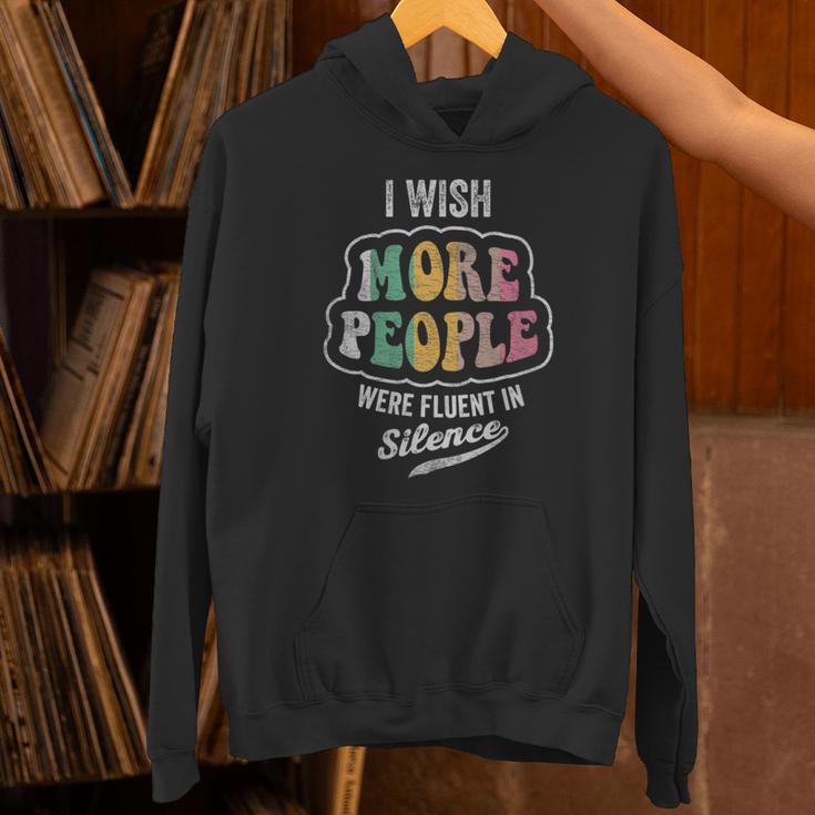 Vintage I Wish More People Were Fluent In Silence Introvert Unisex Hoodie