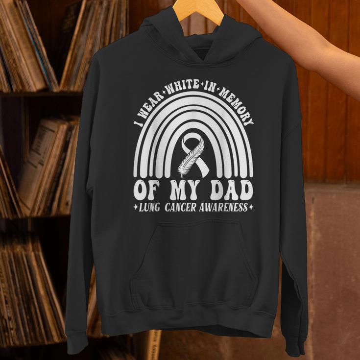 I Wear In Memory Of Dad Lung Cancer Awareness Ribbon Unisex Hoodie