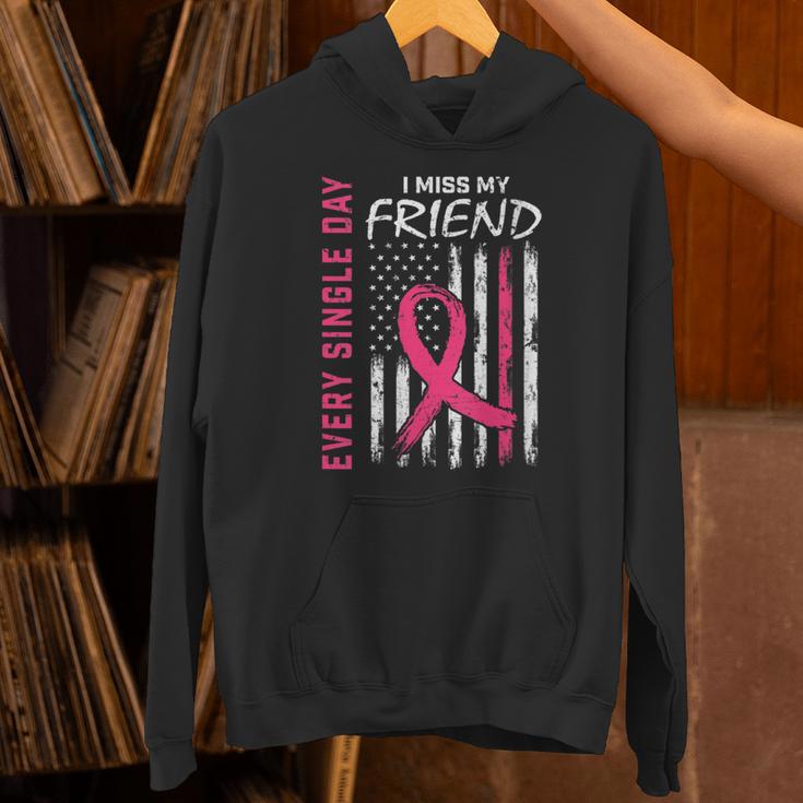 I Wear Pink In Memory Of Friend Breast Cancer Awareness Flag Unisex Hoodie I Wear Pink In Memory Of Friend Breast Cancer Awareness Flag Unisex Hoodie