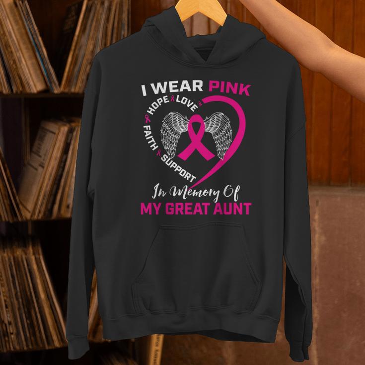 I Wear Pink In Memory Of My Great Aunt Breast Cancer Graphic Unisex Hoodie I Wear Pink In Memory Of My Great Aunt Breast Cancer Graphic Unisex Hoodie
