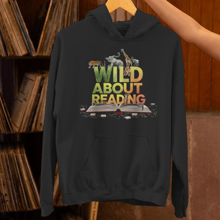 Wild About Reading Books Lovers Novelty Bookworm Library Day Unisex Hoodie Wild About Reading Books Lovers Novelty Bookworm Library Day Unisex Hoodie