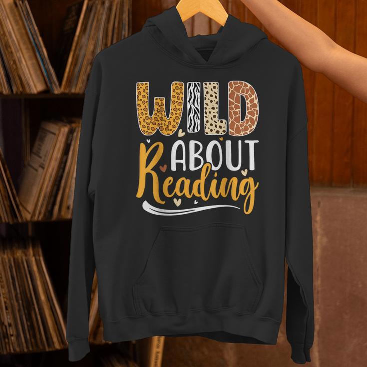 Wild About Reading Lover Bookworm Library Teacher Zoo Animal Unisex Hoodie