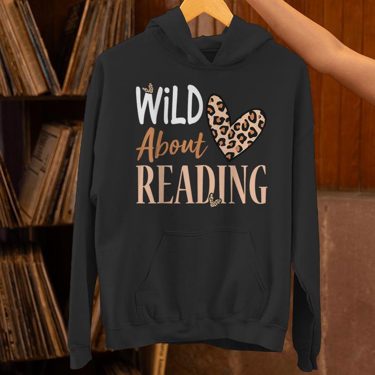 Wild About Reading Teacher Books Reader Lovers Leopard Zebra Unisex Hoodie