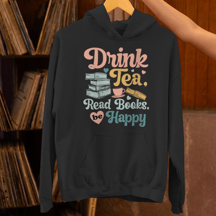 Women's Drink Tea Read Books Nerd Book Reader Book Reading Lover Unisex Hoodie