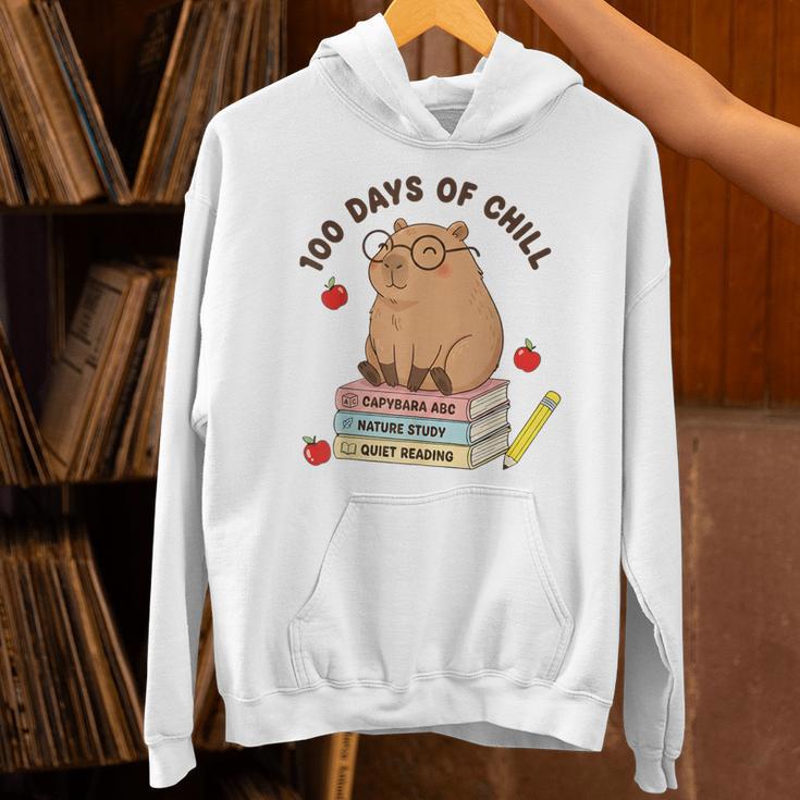 100 Days Of Chill Cute Capybara School Book Lover Unisex Hoodie