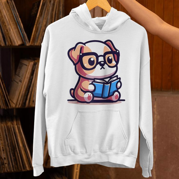 Adorable Book Lover Bulldog With Reading Glasses Cute Raglan Baseball Tee Unisex Hoodie