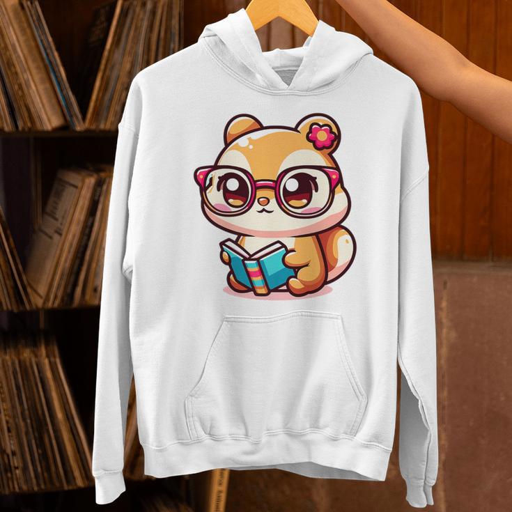 Adorable Book Lover Chipmunk With Reading Glasses Cute Premium Unisex Hoodie