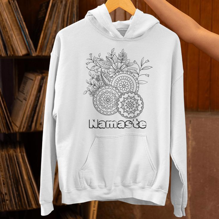 Adult Coloring Book Namaste Yoga Flowers Unisex Hoodie