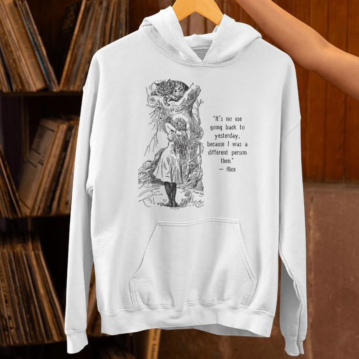 Alice Adventures Wonderland Vintage Book Quote Lewis Carrol Unisex Hoodie