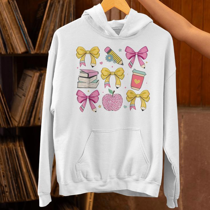 Apple Coquette Bow Books First Day Of School Back To School Unisex Hoodie